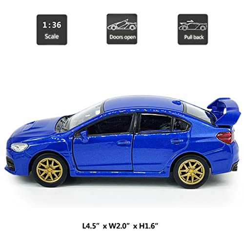 Metanyl Impreza WRX STI Toy Car Racing Sports Diecast Model Car 136 Scale Metal Pull Back Vehicle Doors Open Zinc Alloy Casting Boys Toys Kids Birthday Gifts Mens Collection Blue - Image 5