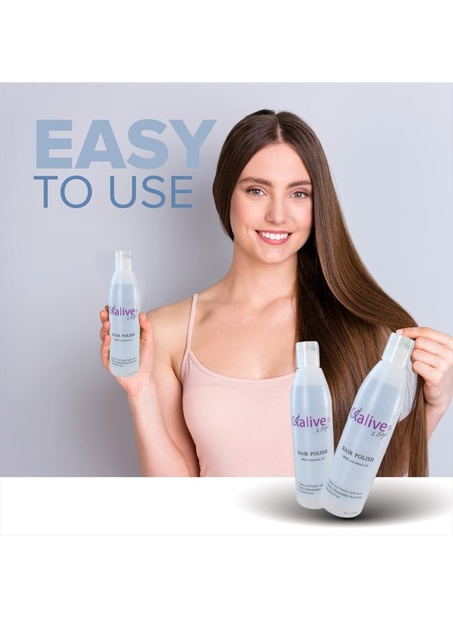 KALIVE 2 STYLE KALIVE Hair Polish with Coconut Oil for hair care, nourishing and smoothing for frizzy, dry, and damaged hair - 8 oz, anti-frizz hair product. - Image 4