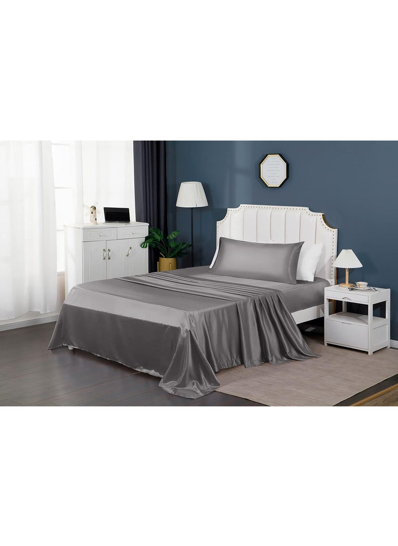 VITION - Satin Silk Pillow Case Cover for Hair and Skin, Soft Breathable Smooth Both Sided Silk Pillow Cover Pair (Standard - 50 x 65cm - 2pcs - Dark Grey) - Image 1