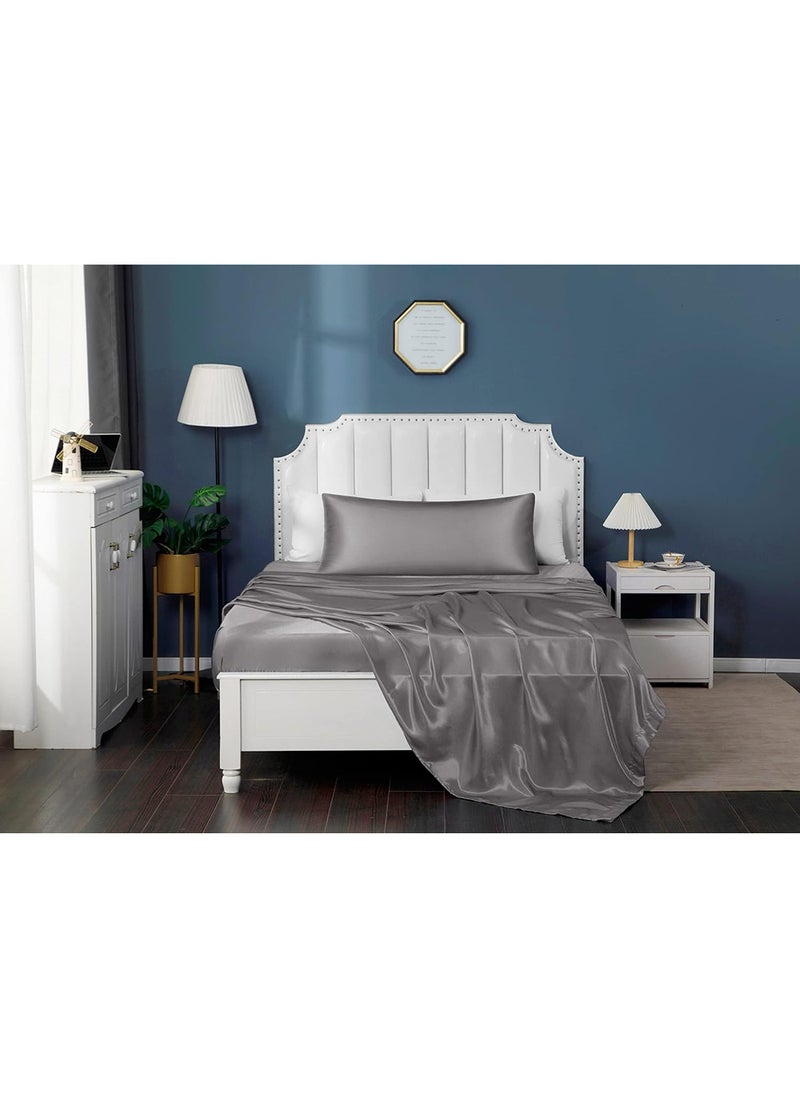 VITION - Satin Silk Pillow Case Cover for Hair and Skin, Soft Breathable Smooth Both Sided Silk Pillow Cover Pair (Standard - 50 x 65cm - 2pcs - Dark Grey) - Image 1