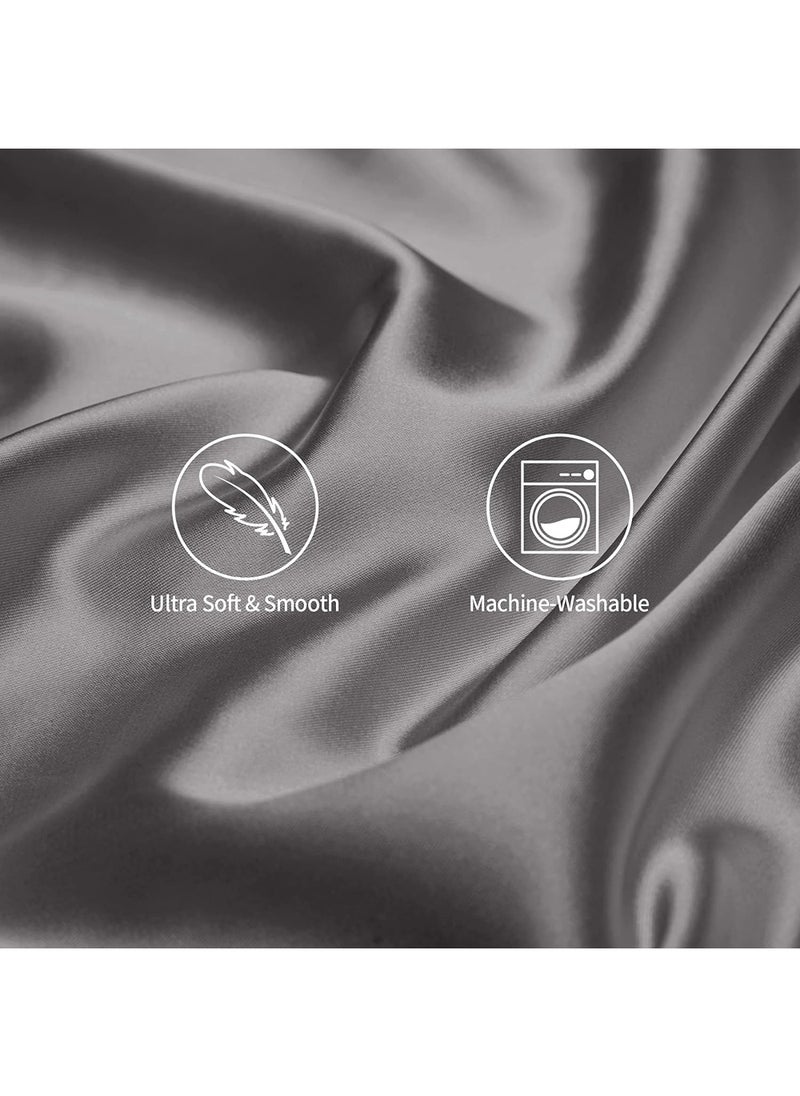 VITION - Satin Silk Pillow Case Cover for Hair and Skin, Soft Breathable Smooth Both Sided Silk Pillow Cover Pair (Standard - 50 x 65cm - 2pcs - Dark Grey) - Image 1