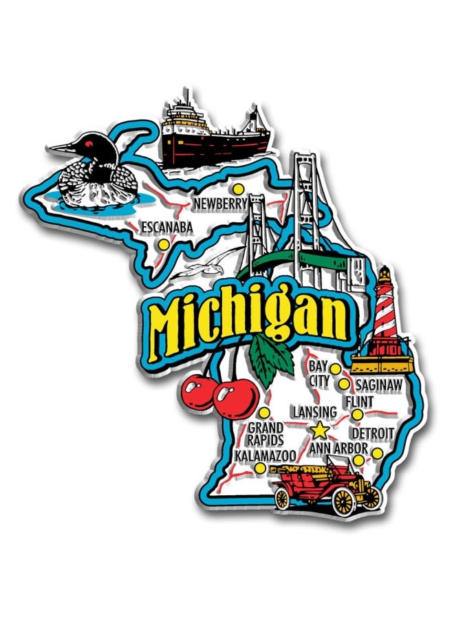 Michigan State Jumbo Map Magnet - Image 1