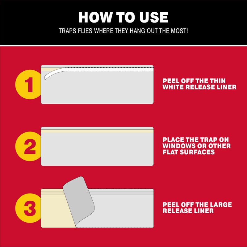 Catchmaster Window Fly Traps 96-Pack, Fruit Fly Traps for Indoors, Disposable Bulk Bug Catcher, Waterproof Insect Glue Trap, Adhesive Strips, Pet Safe Pest Control for Home, Kitchen, & Garage - Image 5