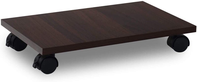 INDIAN DECOR INDIAN DECOR 61296 CPU Holder with Wheels Under Desk Stand Cart Dark Brown  - Image 3