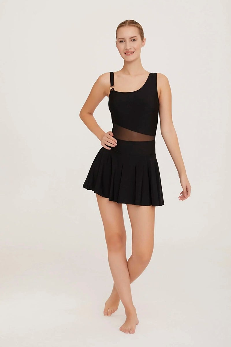 Lapieno Water Repellent Fabric Tulle Detailed Skirted Swimsuit 3587  - Image 1