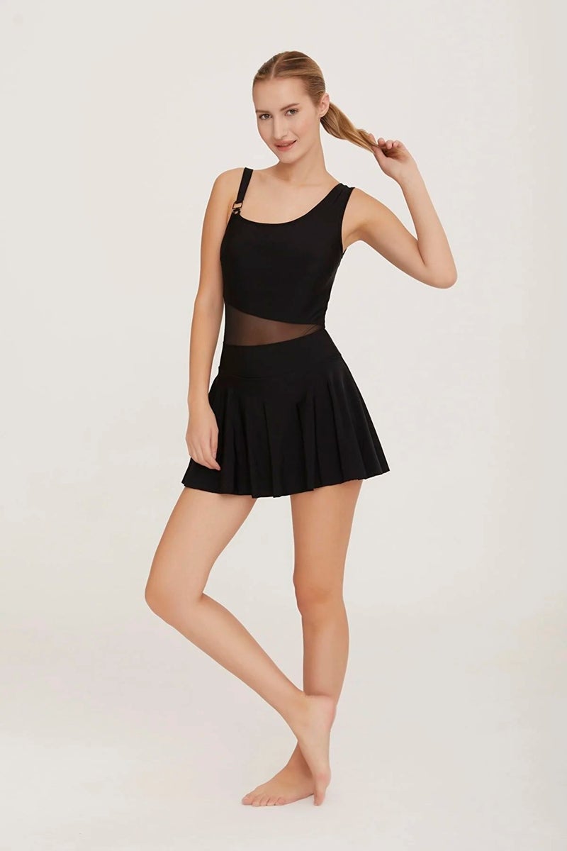 Lapieno Water Repellent Fabric Tulle Detailed Skirted Swimsuit 3587  - Image 3