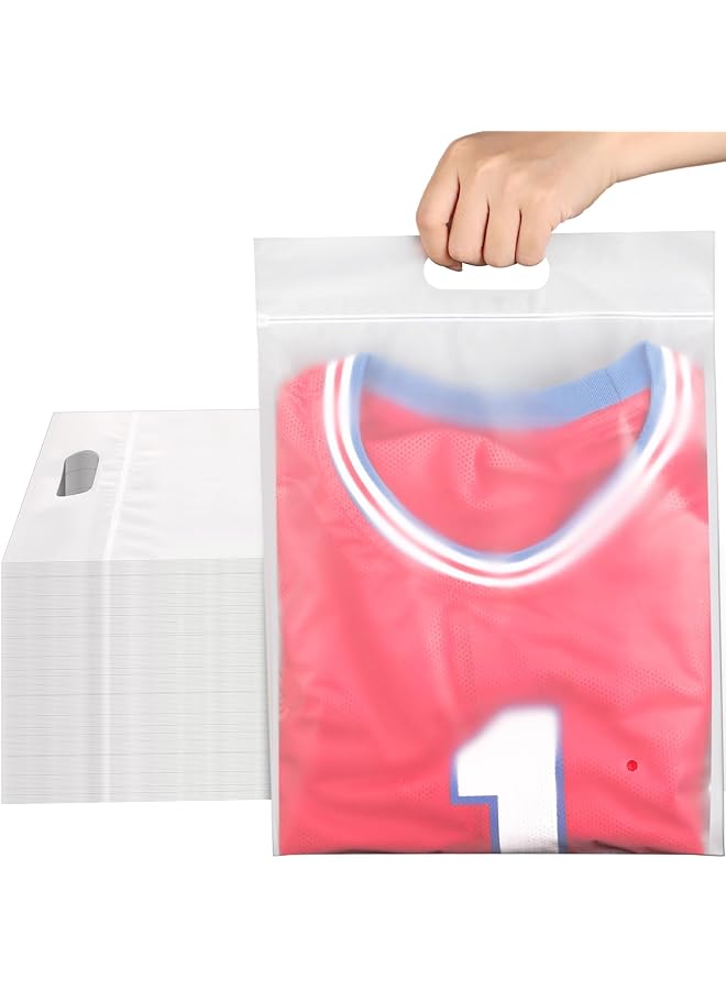 erorex Frosted T Shirt Bags 50 Pieces Poly Mailers With Handle Frosted T Shirt Bags Packaging Bags Mailing Envelopes Clear Shipping Bags For Small Business Clothing Transporting - Image 1