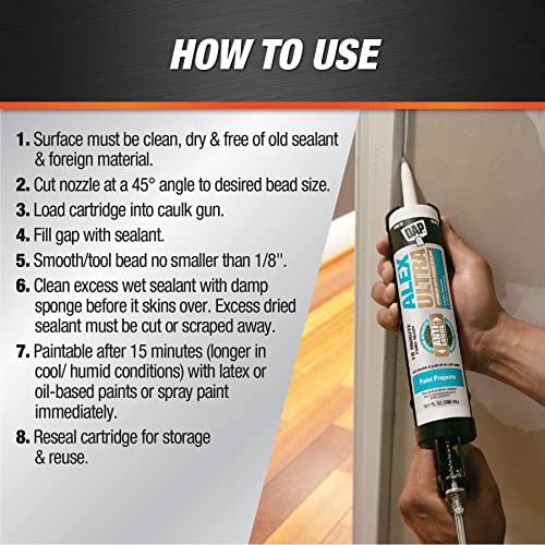DAP Alex Ultra Advanced Latex Sealant, White, 10.1 Oz (7079818200) - Image 3