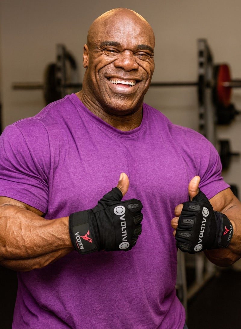 فولتيف قفازات للحماية القوية مع دعم للمعصم – قفازات رفع الأثقال، كمال الأجسام وركوب الدراجات للرجال والنساء - Image 5