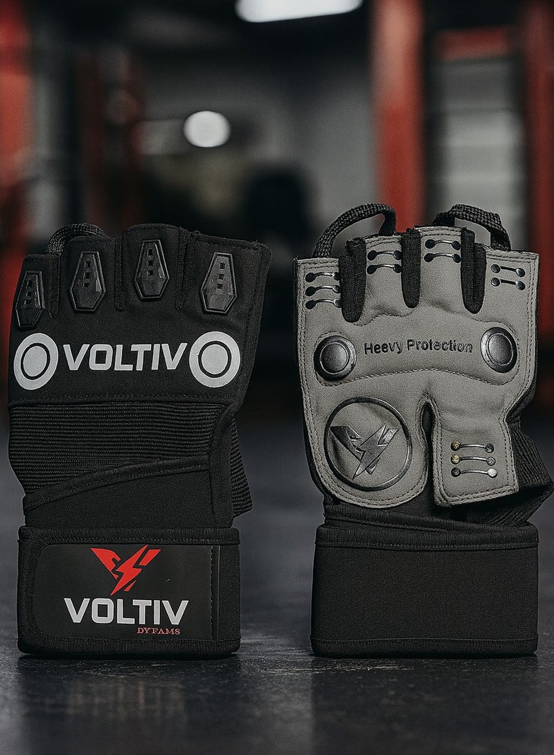 فولتيف قفازات للحماية القوية مع دعم للمعصم – قفازات رفع الأثقال، كمال الأجسام وركوب الدراجات للرجال والنساء - Image 1