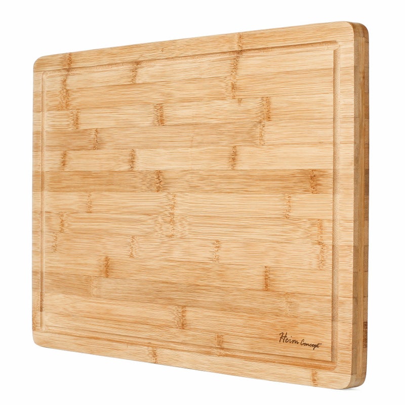 Heim Concept Organic Bamboo Cutting Boards for Kitchen Extra Large Chopping Board with Juicy Groove Perfect for Meat Vegetables Fruits Cheese 18x12x34