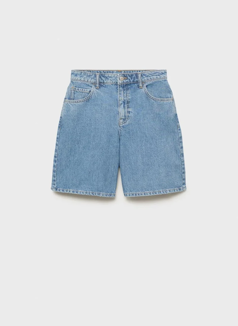 MANGO High-waist straight-fit denim shorts