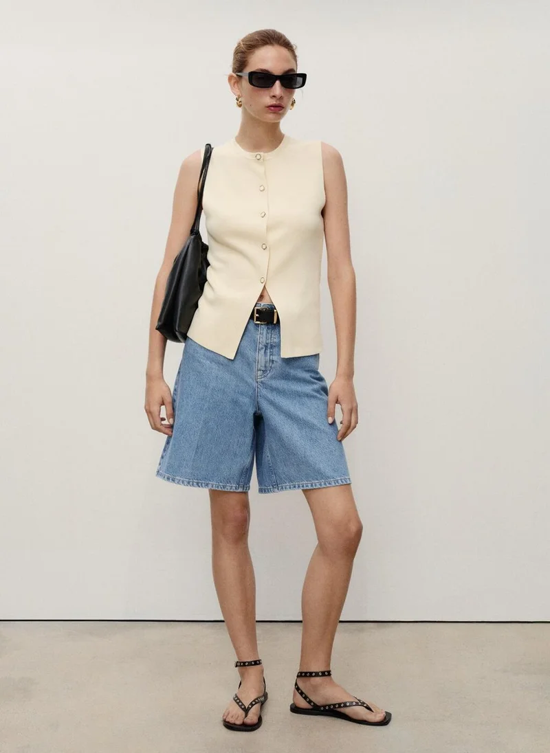 MANGO High-waist straight-fit denim shorts