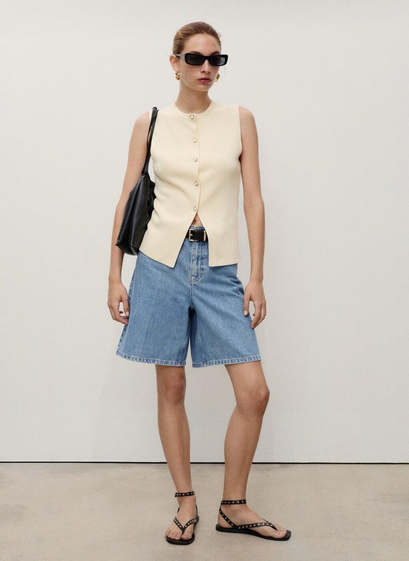 MANGO High-waist straight-fit denim shorts  - Image 5