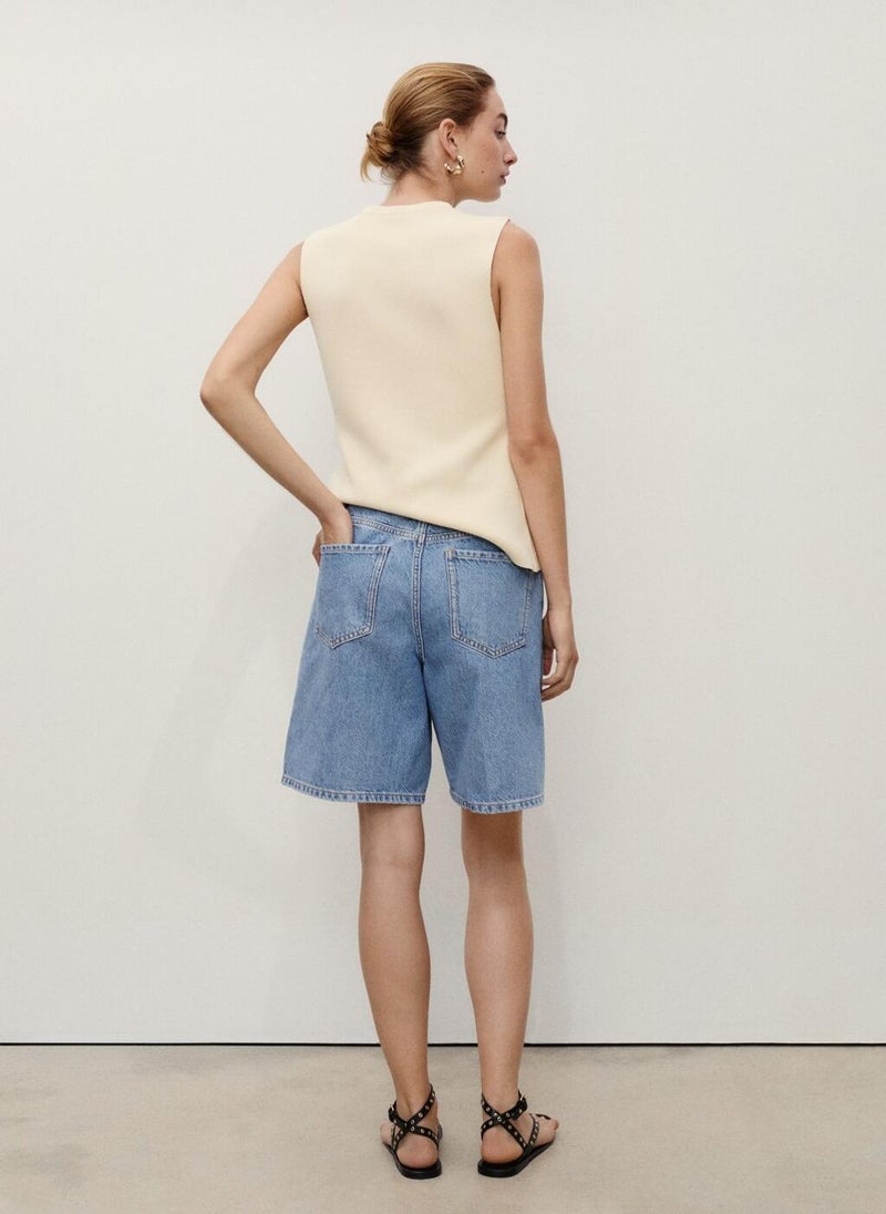 MANGO High-waist straight-fit denim shorts  - Image 2