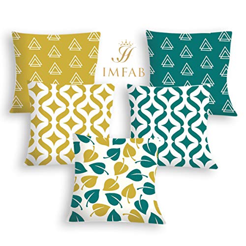 IM FAB Leaf Digital Canvas Cotton Cushion Covers 24X24 (Set of 5 Pcs) - Image 2