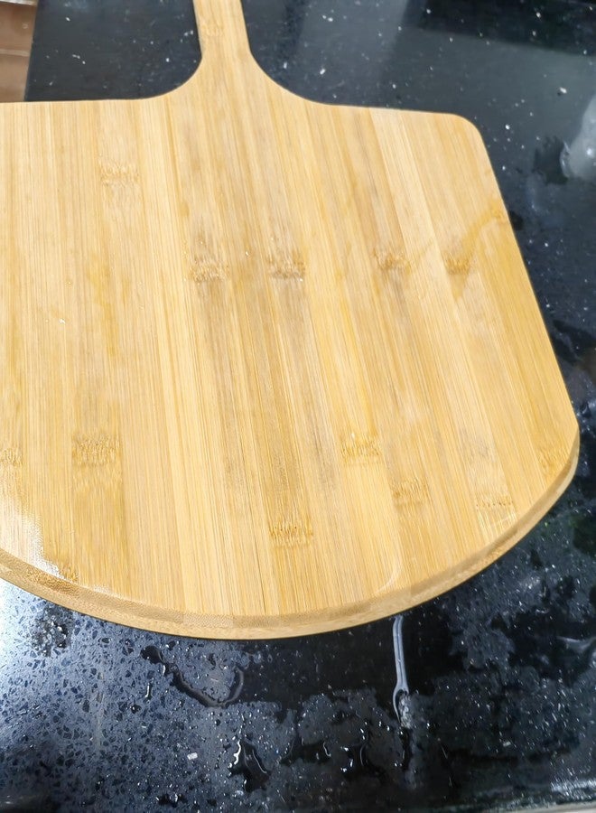 لوح بيتزا من الخيزران من سويبياي، مقاس 12 بوصة، لوح تقطيع بيتزا، مجرفة بيتزا خشبية، لوح تقديم بيتزا للمطبخ، لوح تقديم اللحوم الباردة، طبيعي - Image 3