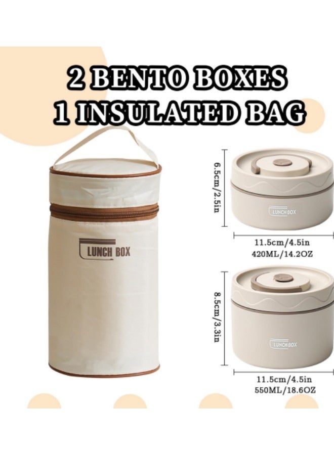 Microwaveable Thermal Lunch Box, Portable Insulated Lunch Containers With Bag, Kids, Set of 2 Tier Insulated Bento Boxes  - Image 5