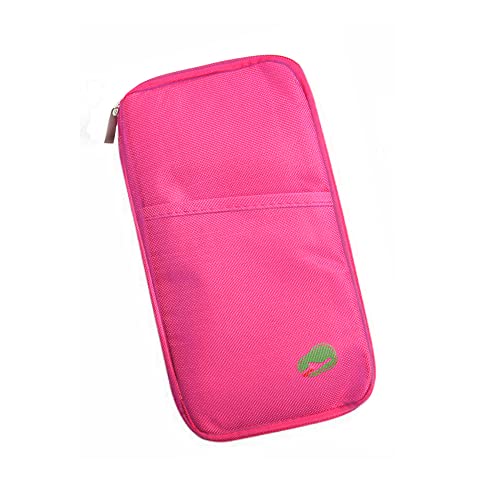vanki Multi-Functional Fashion Ticket Passport Credit Card ID Document Organizer Holder Bag Purse Travel Pouch Case Cover (Rose Red) - Image 1