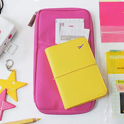 vanki Multi-Functional Fashion Ticket Passport Credit Card ID Document Organizer Holder Bag Purse Travel Pouch Case Cover (Rose Red) - Image 3