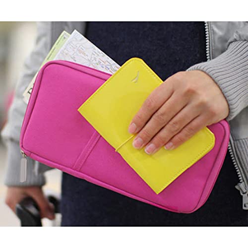 vanki Multi-Functional Fashion Ticket Passport Credit Card ID Document Organizer Holder Bag Purse Travel Pouch Case Cover (Rose Red) - Image 5