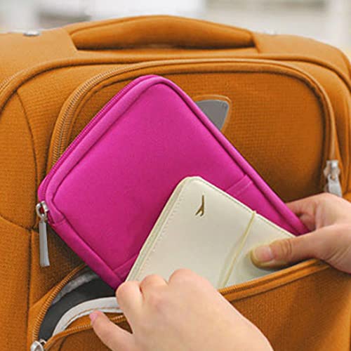 vanki Multi-Functional Fashion Ticket Passport Credit Card ID Document Organizer Holder Bag Purse Travel Pouch Case Cover (Rose Red) - Image 4