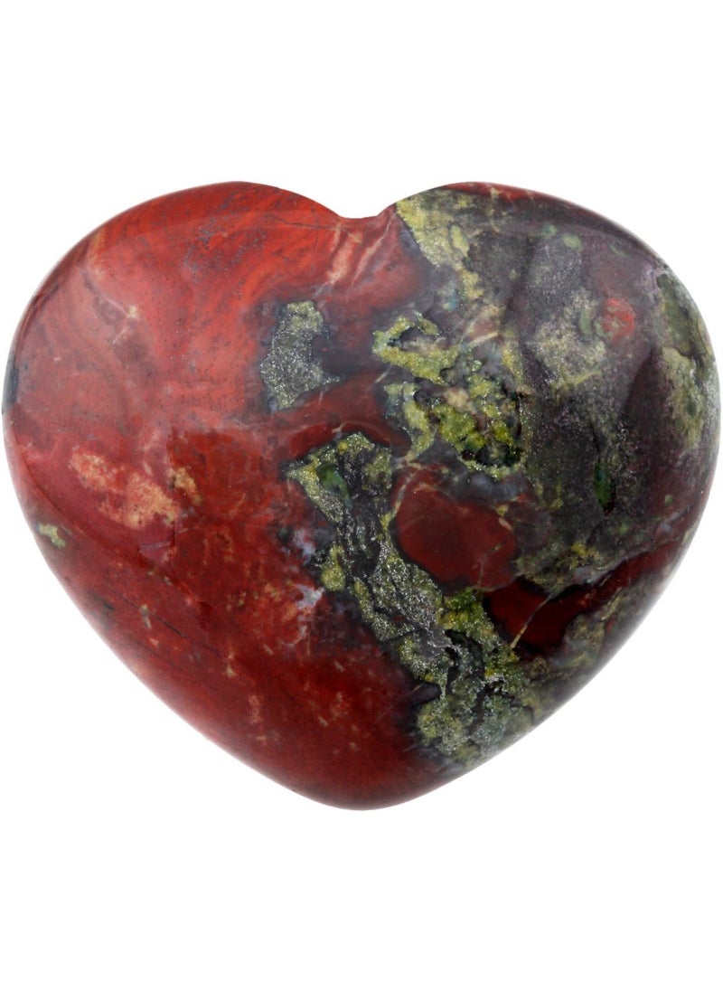 SUNYIK SUNYIK Natural Dragon Blood Jasper Carved Puff Heart Pocket Stone,Healing Palm Crystal Pack of 1(1.6") 
