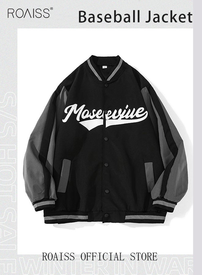 roaiss Varsity Jacket Men Women Letter Baseball Jacket Embroidery Japanese Coat Patchwork Couple Clothes Streetwear - Image 2