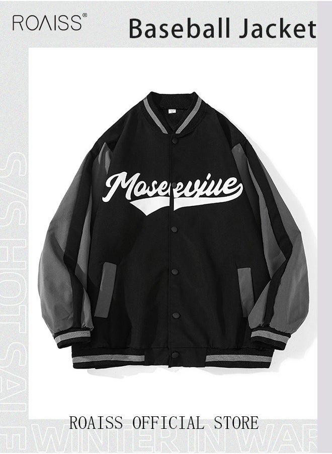 roaiss Varsity Jacket Men Women Letter Baseball Jacket Embroidery Japanese Coat Patchwork Couple Clothes Streetwear  - Image 1