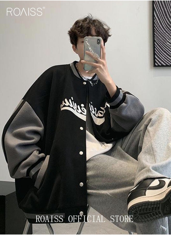 roaiss Varsity Jacket Men Women Letter Baseball Jacket Embroidery Japanese Coat Patchwork Couple Clothes Streetwear  - Image 2