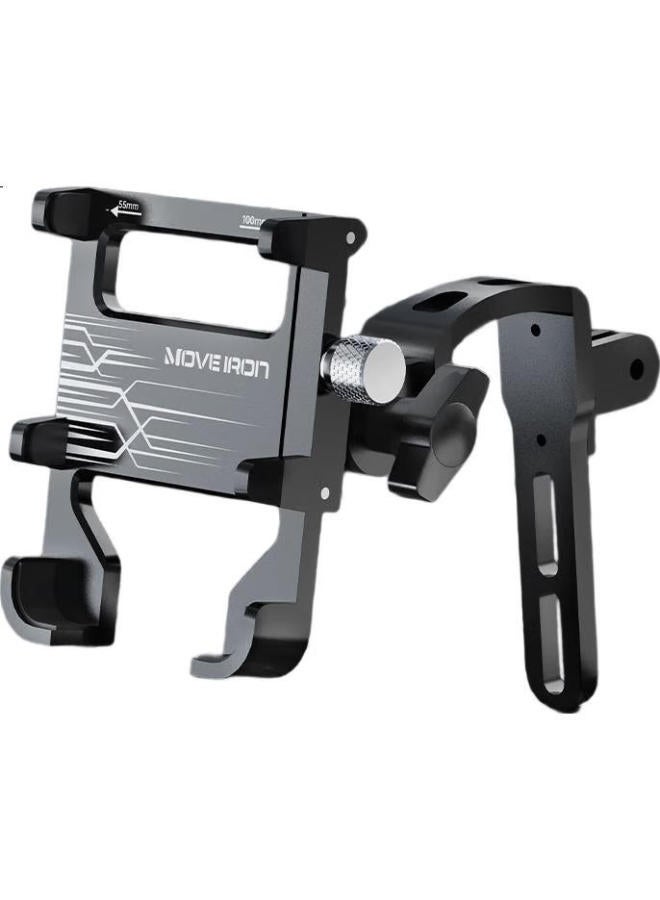 Move Iron Bicycle Phone Mount, Aluminum Alloy, 360-Degree Rotation, Integrated Handlebar, Road Bike, Shockproof, Anti-Shake Phone Holder - Image 1