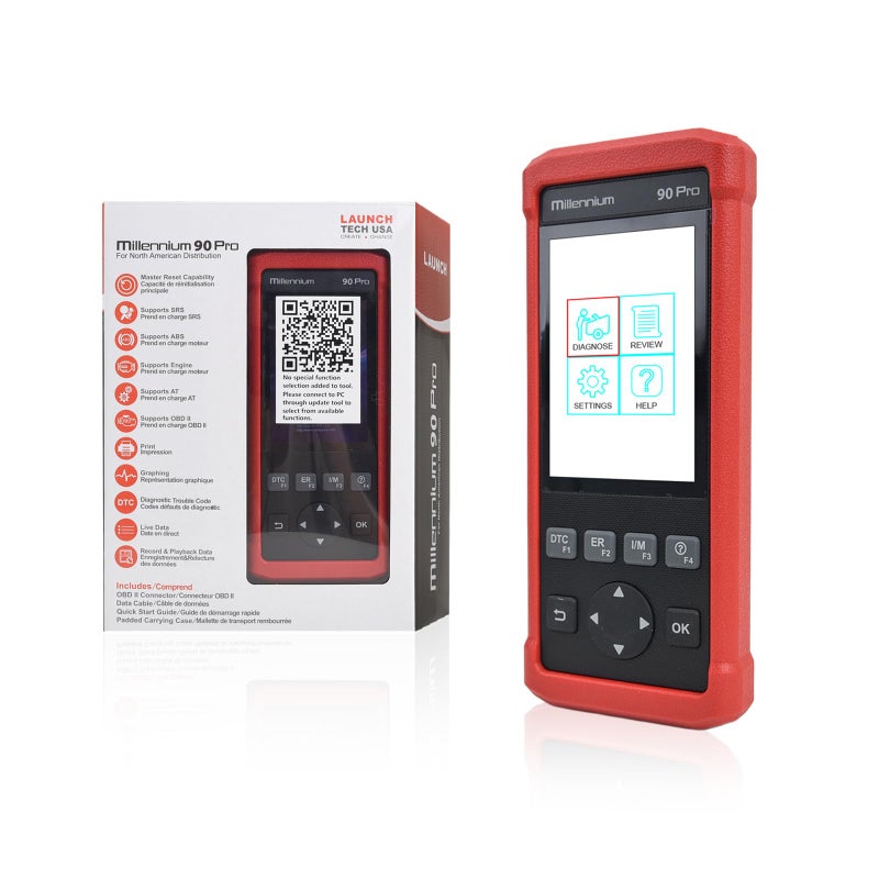 ماسح OBD2 LAUNCH Millennium 90 Pro ماسح سيارات كامل لقراءة رموز OBD2 أداة تشخيصية لفحص ABS SRS عند المحرك مع زيت EPB BMS نزيف ABS إعادة تعيين خدمات وظائف تحديث مجاني مدى الحياة