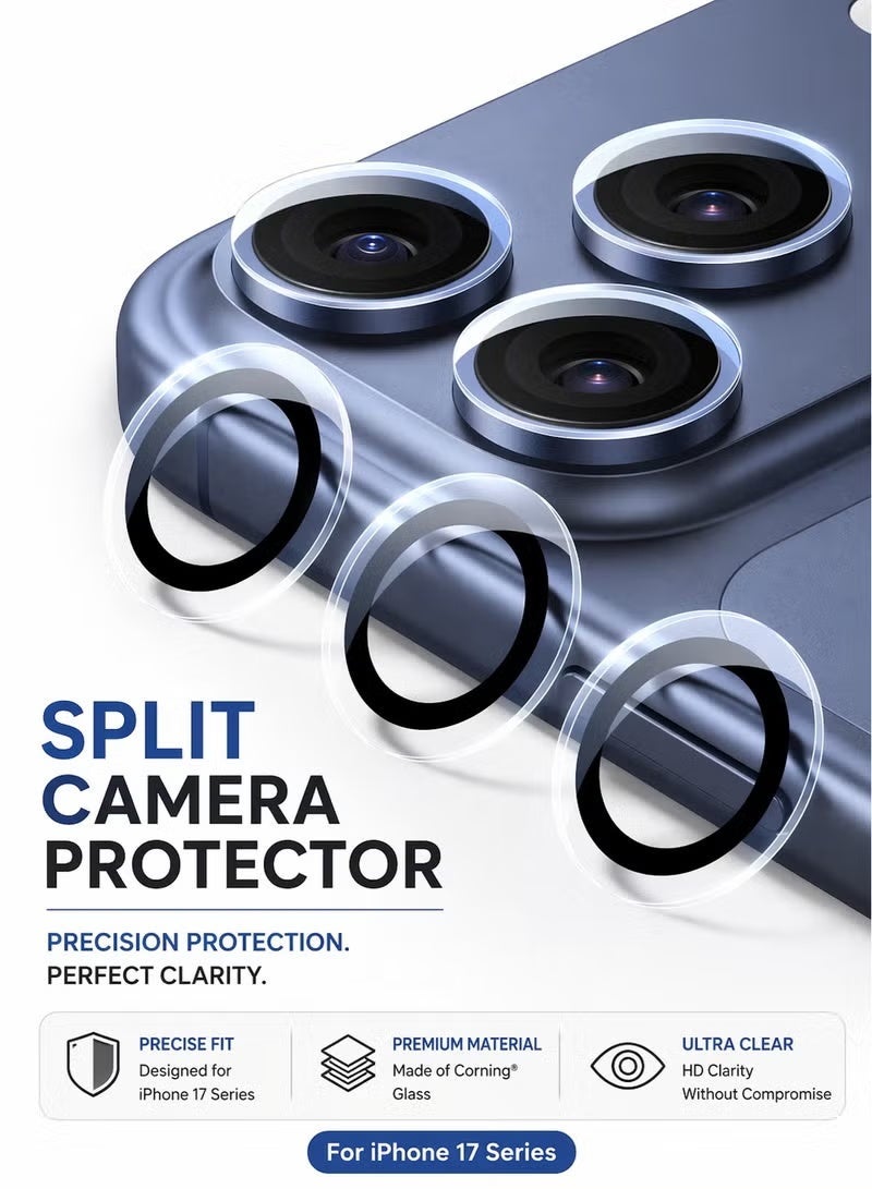 Reebux Camera Lens Protector for iPhone 17 Pro/iPhone 17 Pro Max , HD Tempered Metal Glass Camera Screen Protector Cover Film Accessories, Clear - Image 2