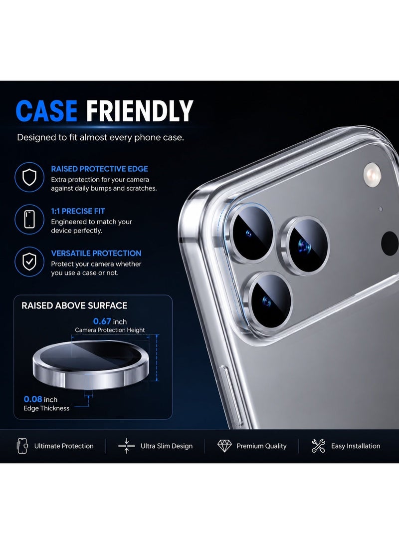 Reebux Camera Lens Protector for iPhone 17 Pro/iPhone 17 Pro Max , HD Tempered Metal Glass Camera Screen Protector Cover Film Accessories, Clear - Image 5