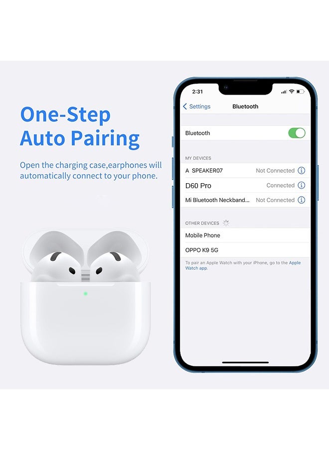 Ocean - Wireless Earbuds, Air|Pods (4rd generation), Bluetooth Headphones, Immersive Sound, Personalized Spatial Audio, USB-C Charging Case, Wireless Charging, White - Image 1