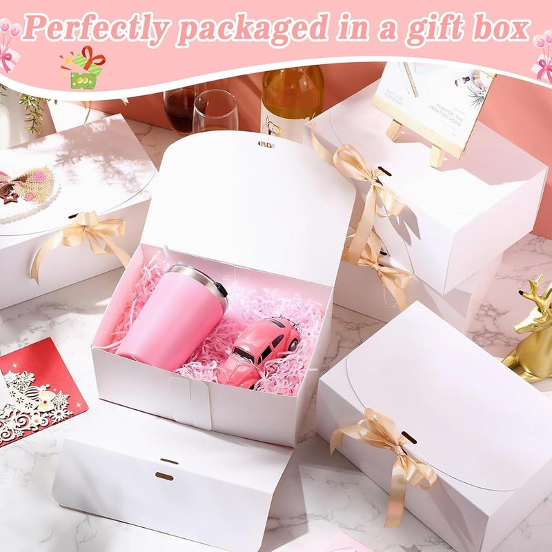 Gift Box with Lid - 10 Pieces for Gift Wrapping and Occasions - Elegant and Strong Design (White, 20x20x10cm) - Image 3