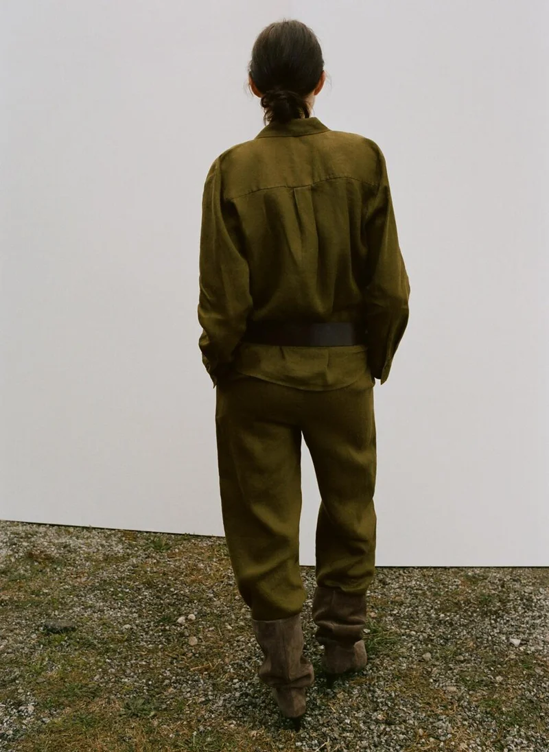 MANGO Straight Linen-Blend Trousers