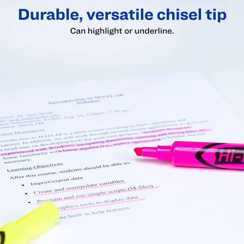 Avery Hi-Liter, Desk Style, Chisel Tip, 24 Pink and Yellow Highlighters (98189) - Image 3