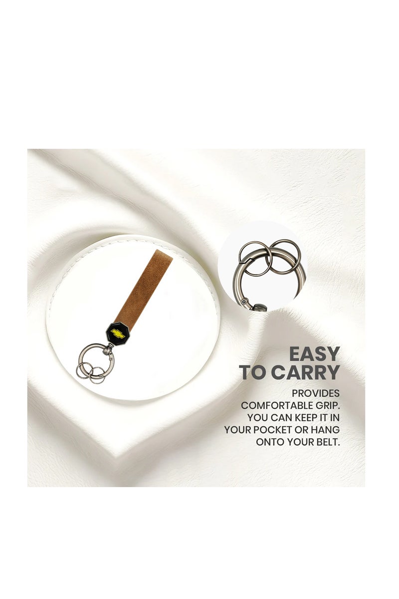 CHEVROLET Leather Keychain – Premium Soft PU Strap with Metal Ring, 360° Rotating Hook, Double Screw Fixing, Portable Spring Ring, Durable & Stylish for Car and Home Use - Image 4