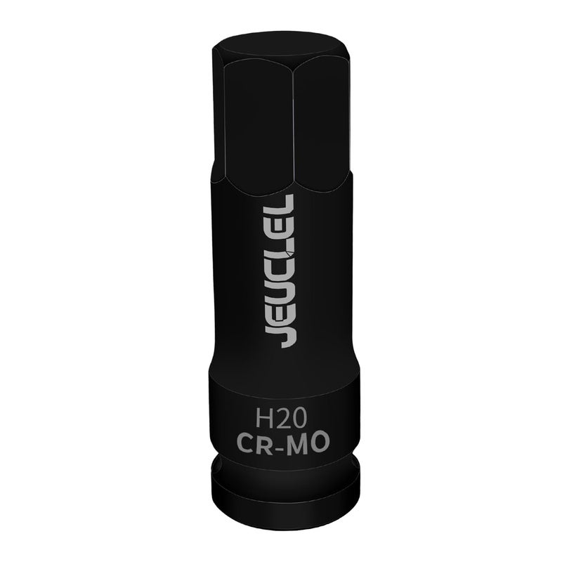 JEUCLEL جيوكل 20 مم رأس مفك براغي سداسي، H20 مقاس 1/2 بوصة رأس تأثير ألين، محول مفك براغي سداسي من فولاذ Cr-Mo لطول إضافي لمفاتيح ربط كهربائية لتثبيت البراغي - Image 1