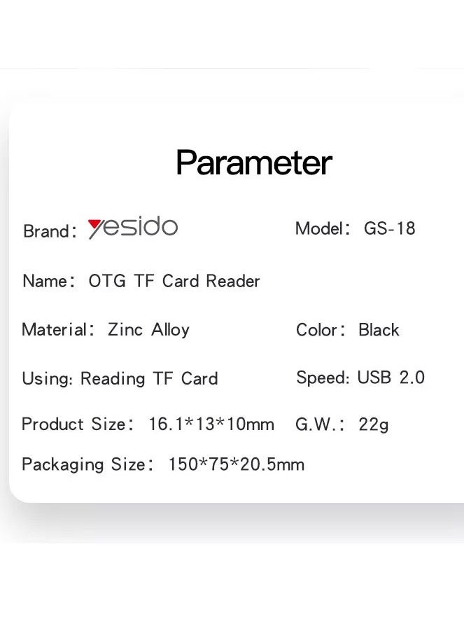 Yesido - Yesido Card Reader Lightning Interface TF Card Reader GS18 - Image 1