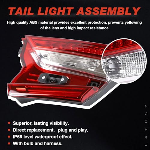 Lathsy Tail Light Compatible With 2018-2022 Honda Accord Sedan Inner Right Passenger Side Replacement for 34150TVAA01 - Image 4