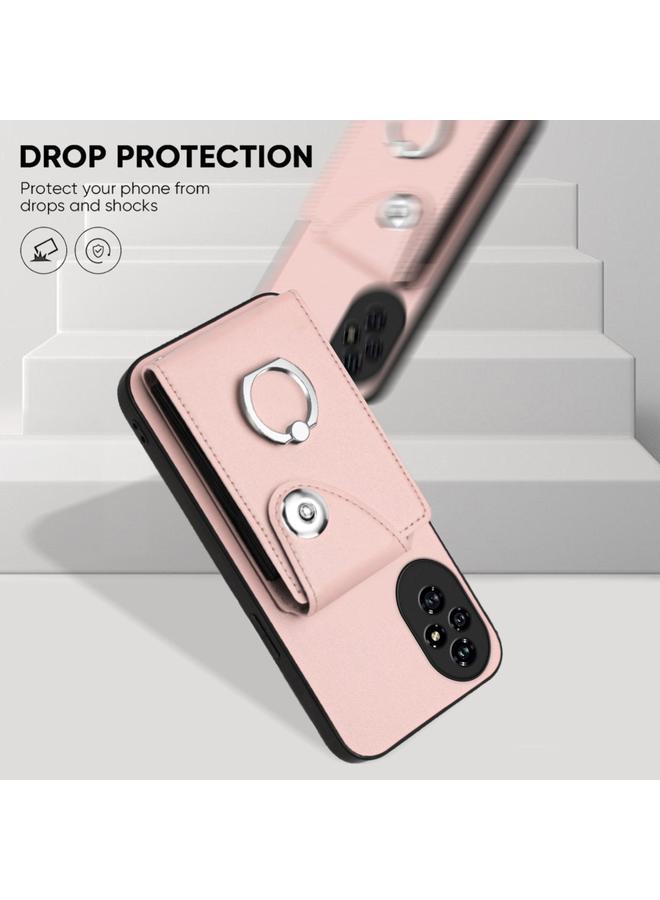 اس-توب جراب لهاتف Honor 200 Pro 5G مزود بحلقة وحقيبة بطاقات وحافظة هاتف مع حبل طويل - Image 5