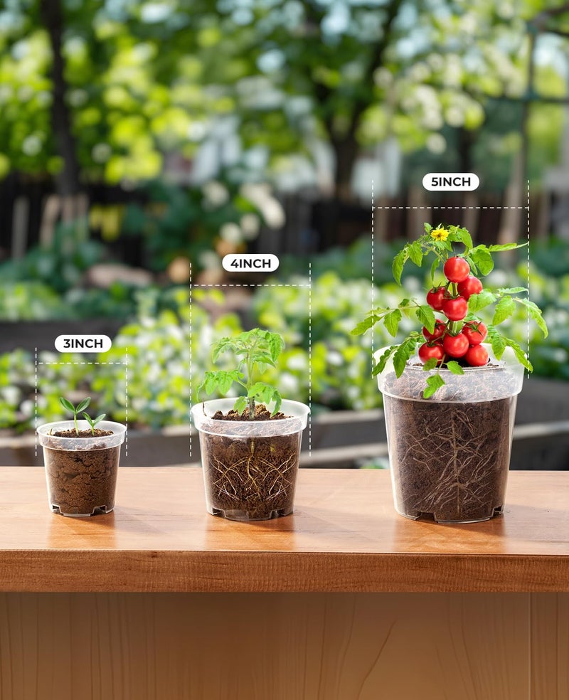 homenote Nursery Pots 30 Pack,3/4/5 Inch Plant Pot for Planting, Clear Nursery Pots for Plant,Plastic Seedling with Drainage Holes Seed Starter Flower High Transparency 20 Labels Excellent Hardness - Image 4