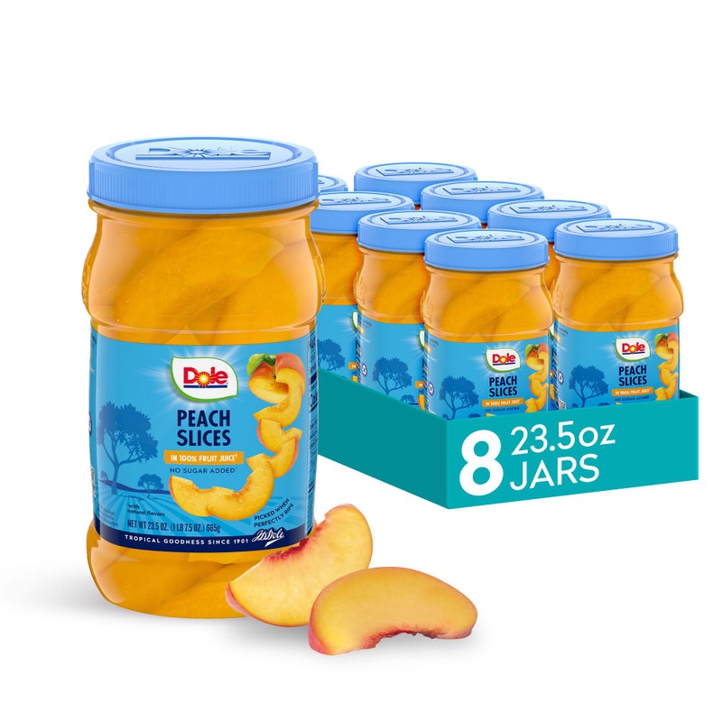 Dole Sliced Peaches in 100 Fruit Juice  Dole Resealable Fruit Jars  Rich Source of Vitamin C  235 oz  8 Pack - Image 3
