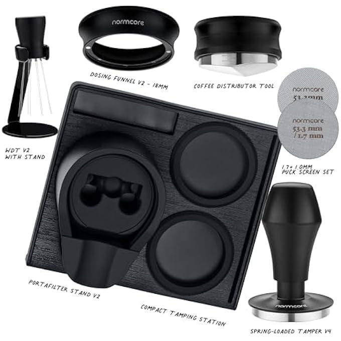 نورمكور مجموعة باريستا المدمجة 7 في 1 مقاس 533 مم، أداة توزيع مكبس القهوة Wdt مع حامل قمع الجرعات وشاشة قرص الدك وقاعدة حامل مرشح القهوة مجموعة باريستا الأساسية لـ Breville Sage مقاس 54 مم - Image 3