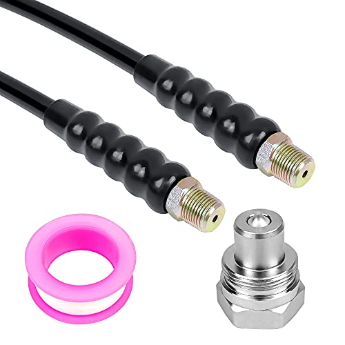 AMZCNC 6' 10000psi High Pressure Hydraulic Hose CH-604 Coupler 3/8" Thread Hydraulic Hose Assembly,1/4" ID x 6 ft (BLACK, 6' 10000 PSI 3/8") - Image 2