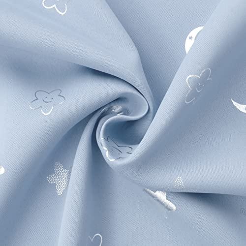 BGment Nursery Curtains for Boys Bedroom, Star and Moon Blackout Curtains for Kids Room, Girls Thermal Insulated Room Darkening Window Curtains Drapes with Grommet 63 Inch Long, Spa Blue, 52 Wide - Image 5