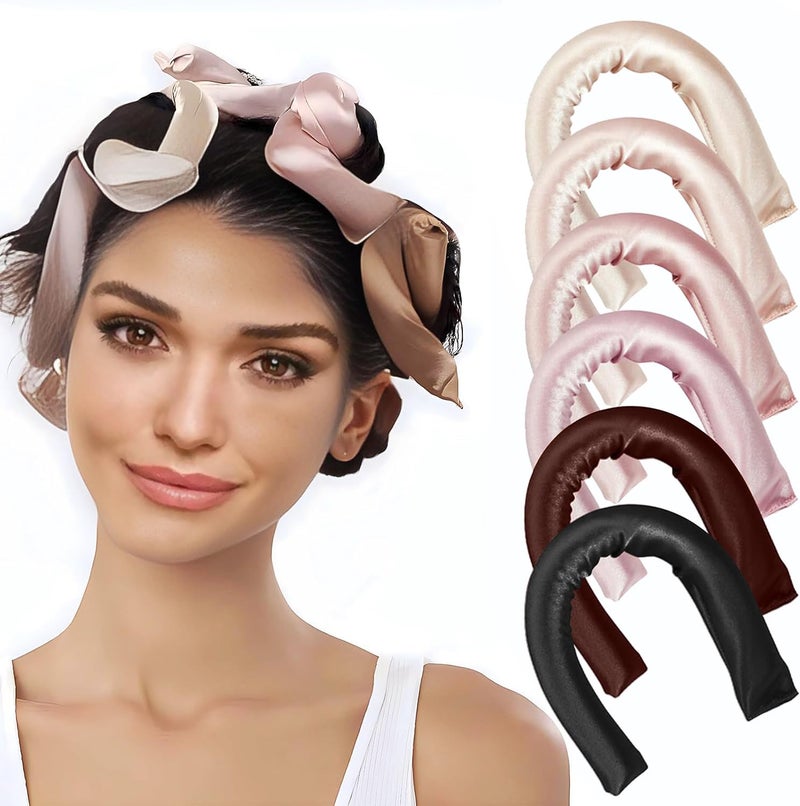 kanuoc 6 Pack Heatless Hair Curler  Heatless Curls Overnight For All Hairs Types  Hair Rollers For Blowout Look Long Hair  Curls Satin Jumbo Flexi Rods To Sleep In (Color  A) - Image 1