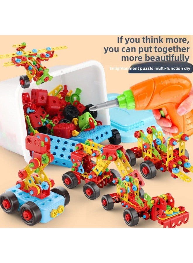 Children's Screw Toy Assembly Toolbox Removable Boy Assembly Toy Explosions-Color:404 Particles (color Box With Drill) - Image 2